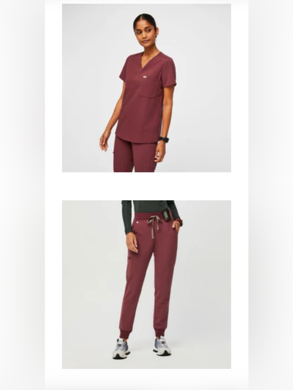FIGS Dark Cherry Set - Catarina Top and Zamora Joggers